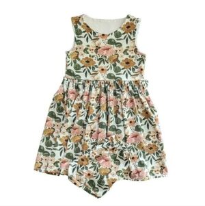 Neutral Florals Dress And Bloomers Set